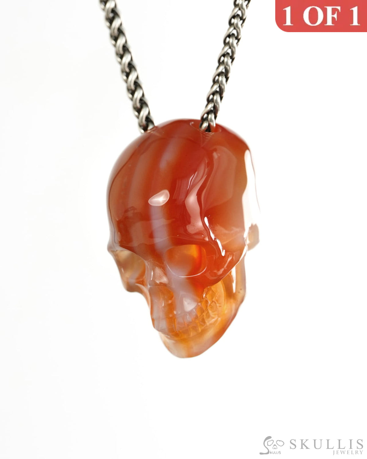 Hollow Essence - Gem Skull Pendant Necklace of Agate Carved Hollow Skull - 9900424 - Skull Pendants