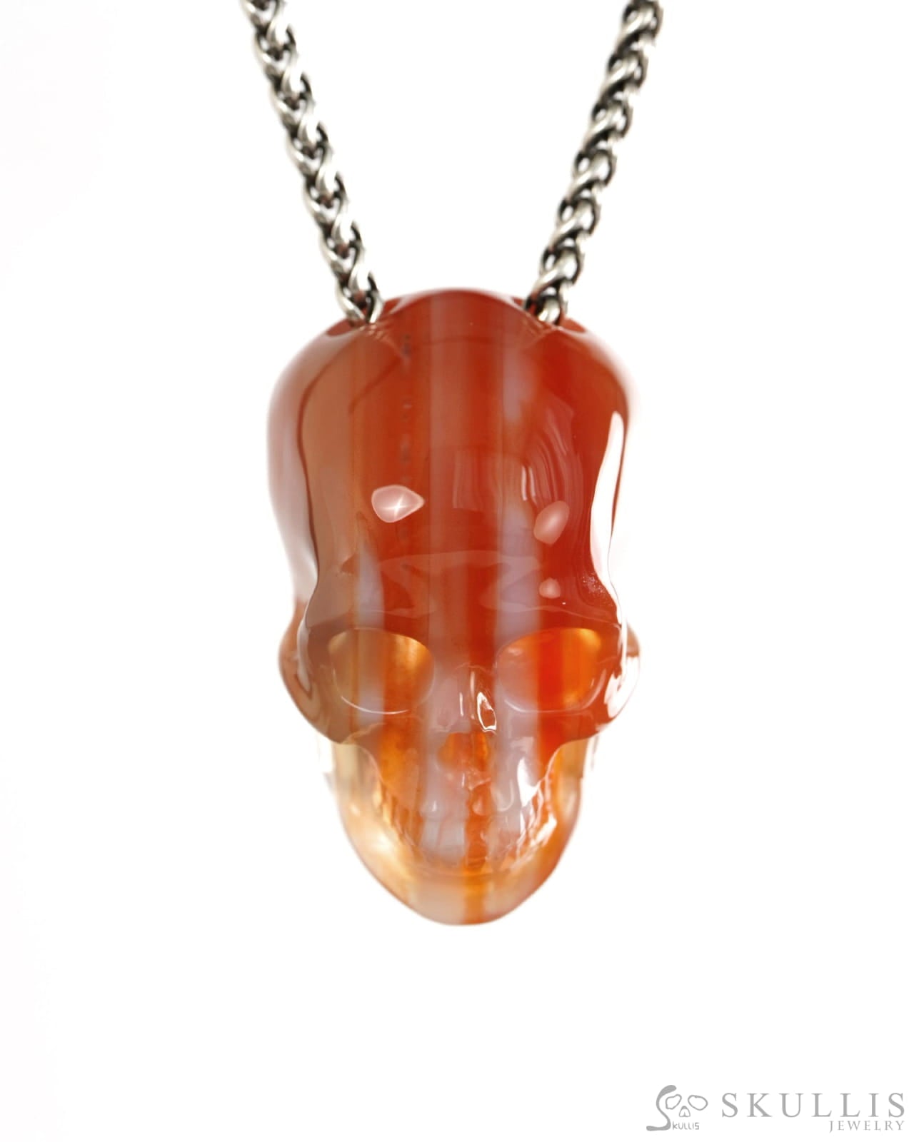 Hollow Essence - Gem Skull Pendant Necklace of Agate Carved Hollow Skull - 9900424 - Skull Pendants