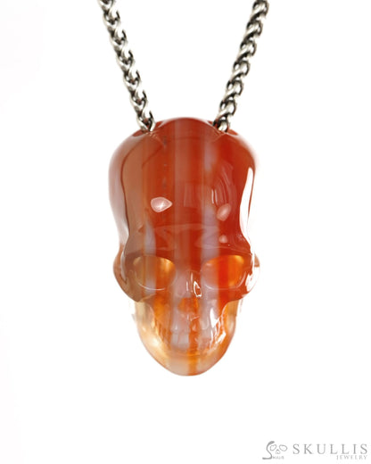 Hollow Essence - Gem Skull Pendant Necklace of Agate Carved Hollow Skull - 9900424 - Skull Pendants