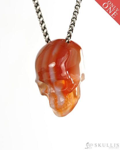 Hollow Essence - Gem Skull Pendant Necklace of Agate Carved Hollow Skull - 9900424 - Skull Pendants