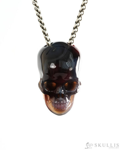 Hollow Essence - Gem Skull Pendant Necklace of Agate Carved Hollow Skull - 9900425 - Skull Pendants
