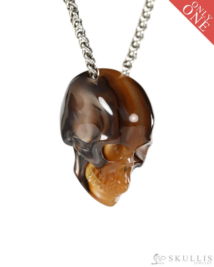 Hollow Essence - Gem Skull Pendant Necklace of Agate Carved Hollow Skull - 9900503 - Skull Pendants