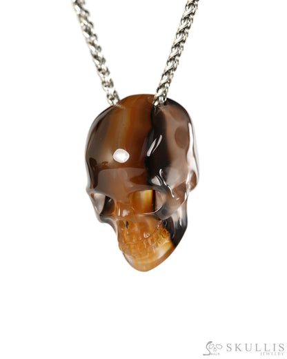 Hollow Essence - Gem Skull Pendant Necklace of Agate Carved Hollow Skull - 9900503 - Skull Pendants
