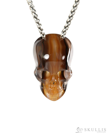 Hollow Essence - Gem Skull Pendant Necklace of Agate Carved Hollow Skull - 9900503 - Skull Pendants