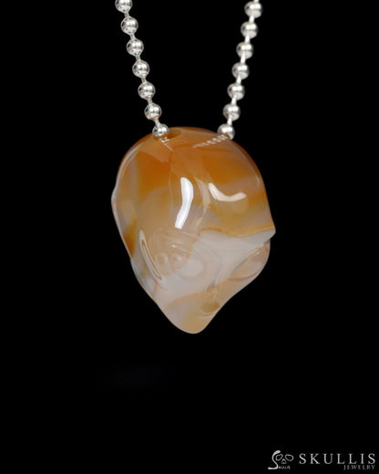 Hollow Essence - Gem Skull Pendant Necklace of Agate Carved Hollow Alien - 9900254 - Skull Pendants