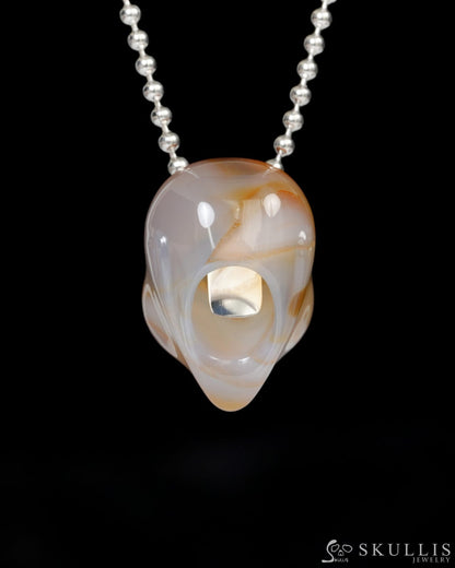 Hollow Essence - Gem Skull Pendant Necklace of Agate Carved Hollow Alien - 9900254 - Skull Pendants