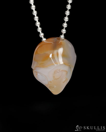 Hollow Essence - Gem Skull Pendant Necklace of Agate Carved Hollow Alien - 9900254 - Skull Pendants