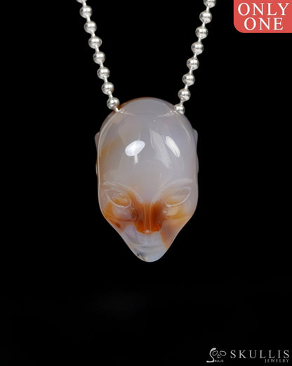 Hollow Essence - Gem Skull Pendant Necklace of Agate Carved Hollow Elf - 9900224 - Skull Pendants