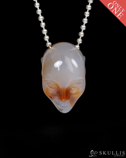 Hollow Essence - Gem Skull Pendant Necklace of Agate Carved Hollow Elf - 9900224 - Skull Pendants