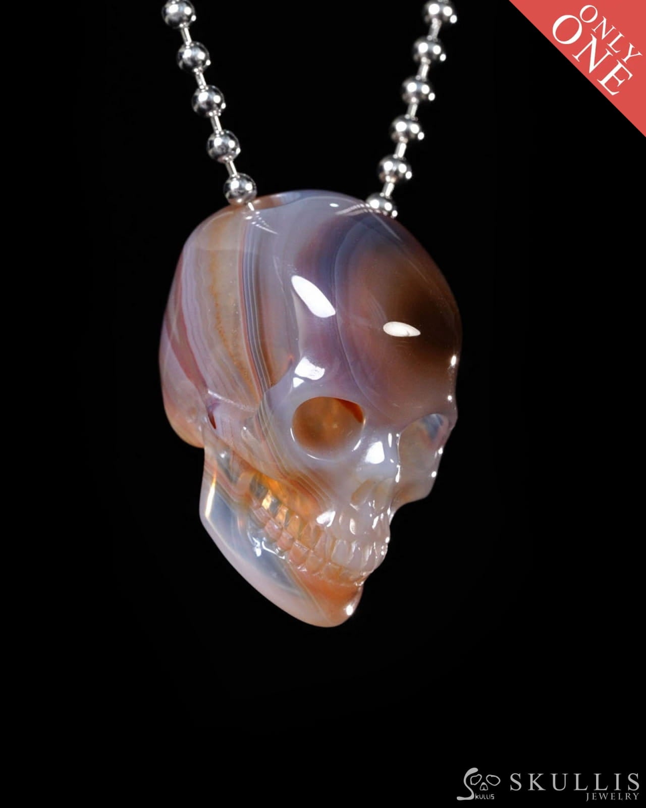 Hollow Essence - Gem Skull Pendant Necklace of Agate Carved Hollow Skull - Y9500445 - Skull Pendants