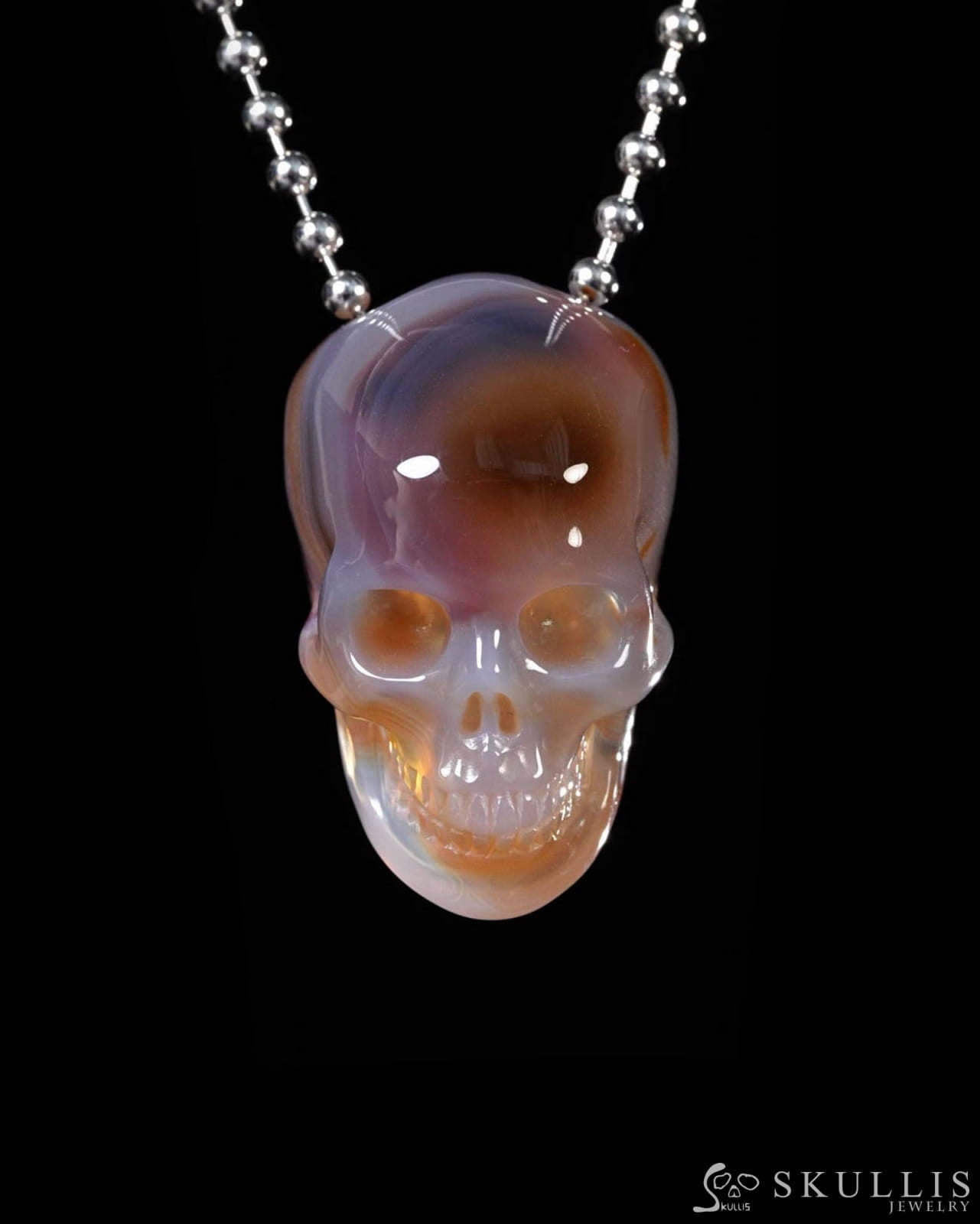 Hollow Essence - Gem Skull Pendant Necklace of Agate Carved Hollow Skull - Y9500445 - Skull Pendants