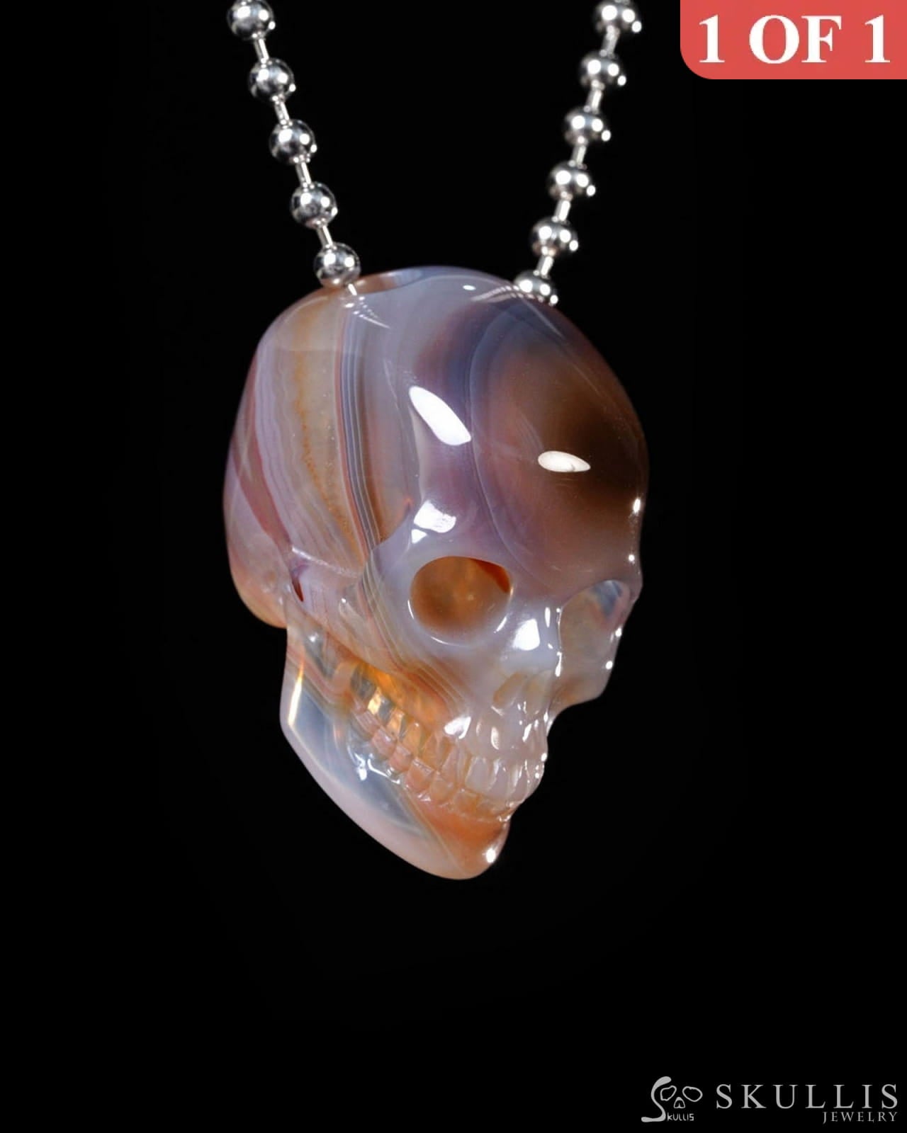 Hollow Essence - Gem Skull Pendant Necklace of Agate Carved Hollow Skull - Y9500445 - Skull Pendants