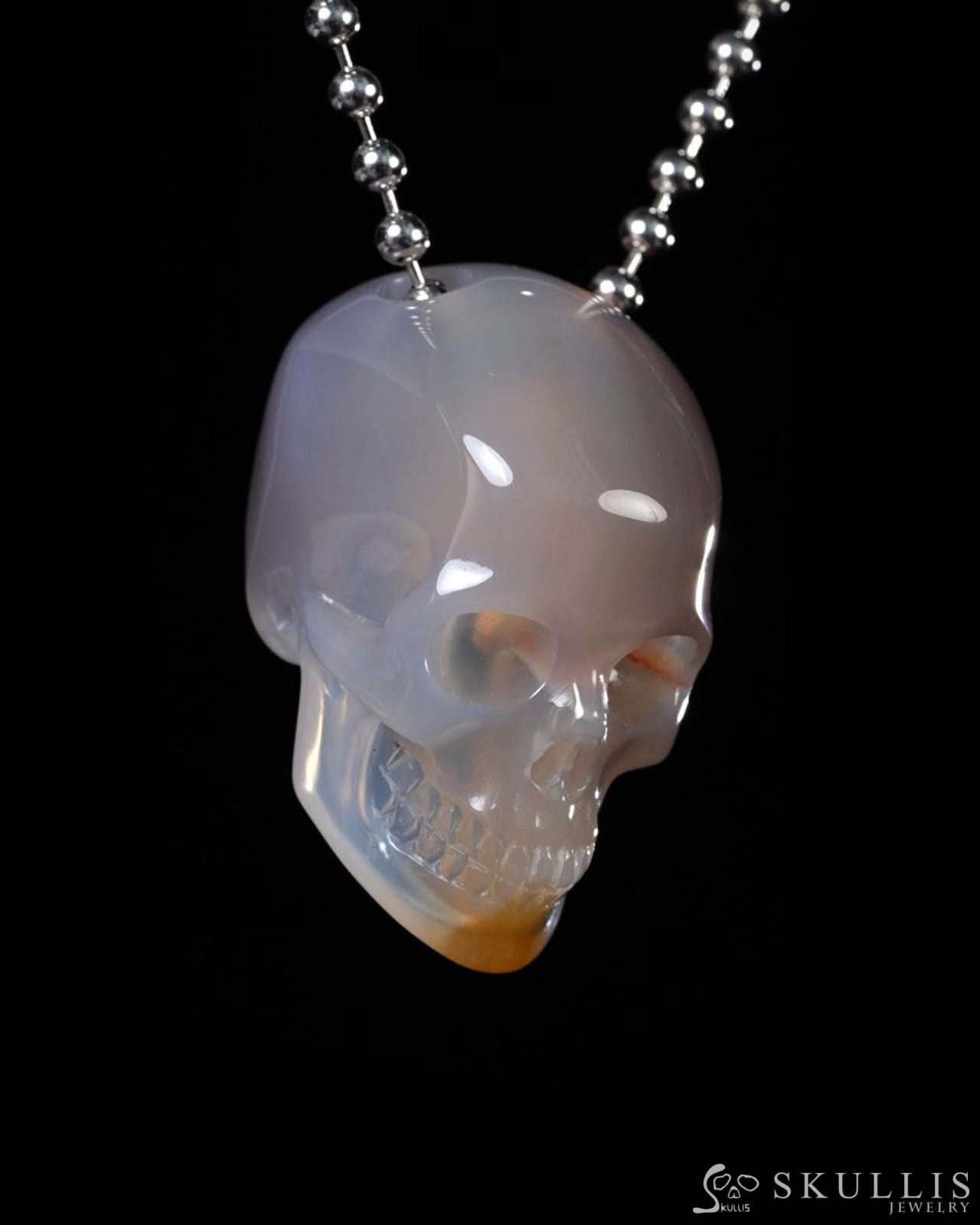 Hollow Essence - Gem Skull Pendant Necklace of Agate Carved Hollow Skull - Y9500448 - Skull Pendants