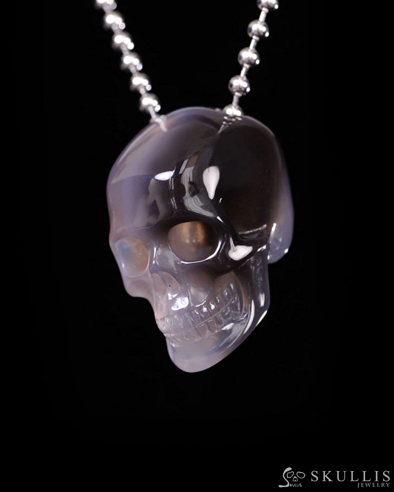 Hollow Essence - Gem Skull Pendant Necklace of Agate Carved Hollow Skull - Y9500449 - Skull Pendants