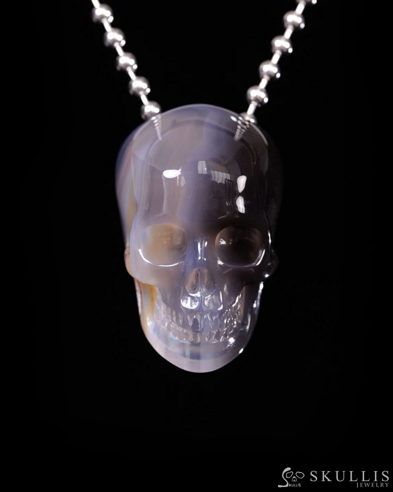 Hollow Essence - Gem Skull Pendant Necklace of Agate Carved Hollow Skull - Y9500449 - Skull Pendants