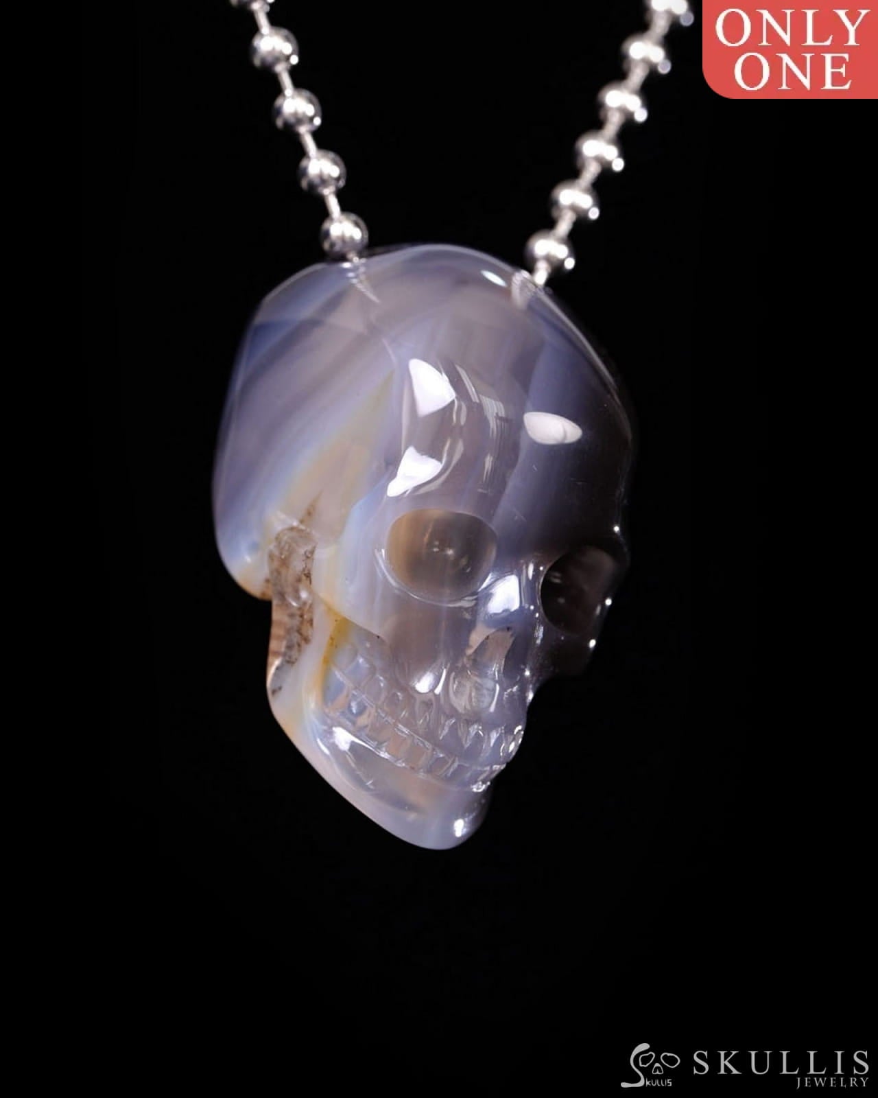 Hollow Essence - Gem Skull Pendant Necklace of Agate Carved Hollow Skull - Y9500449 - Skull Pendants