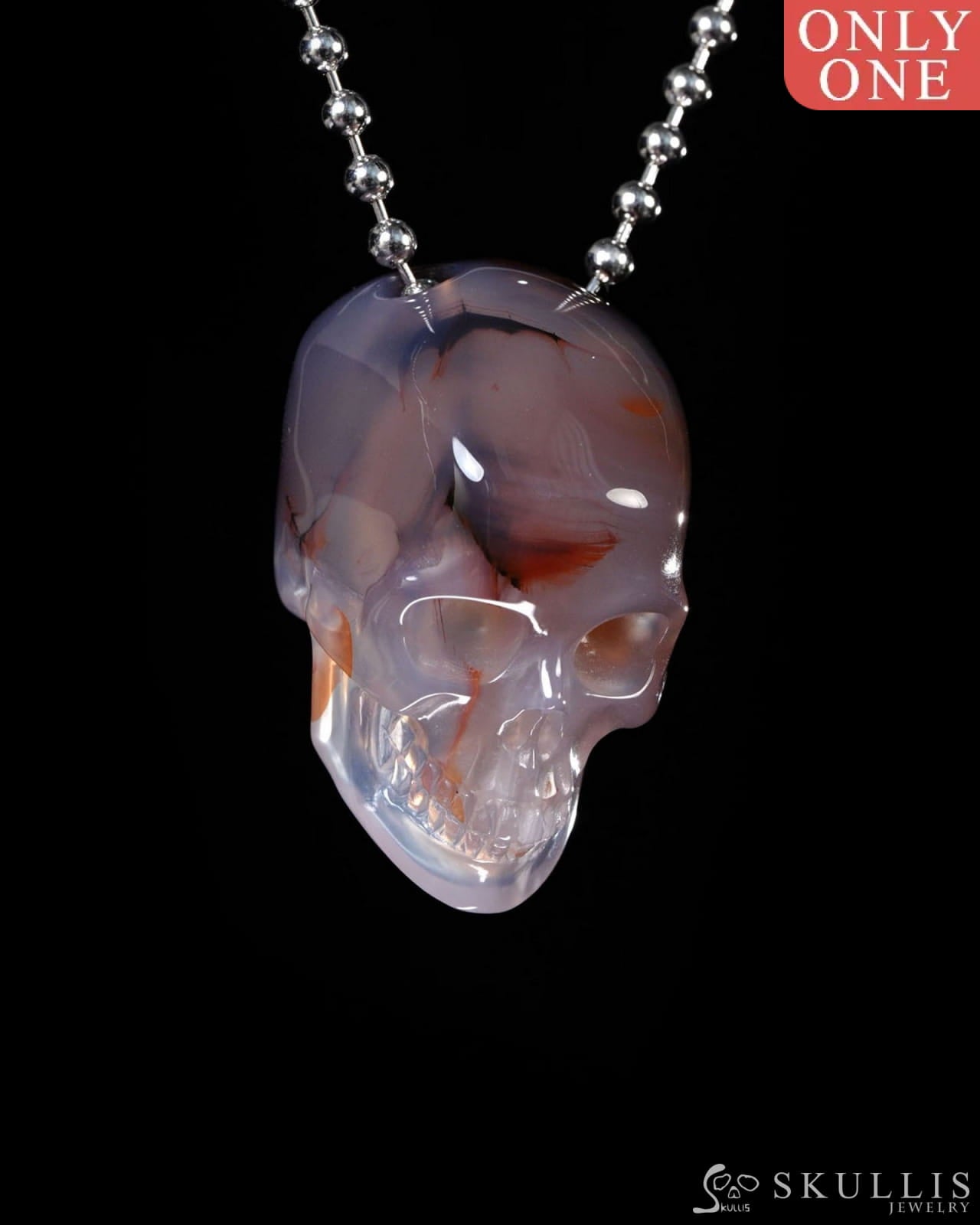 Hollow Essence - Gem Skull Pendant Necklace of Agate Carved Hollow Skull - Y9500450 - Skull Pendants