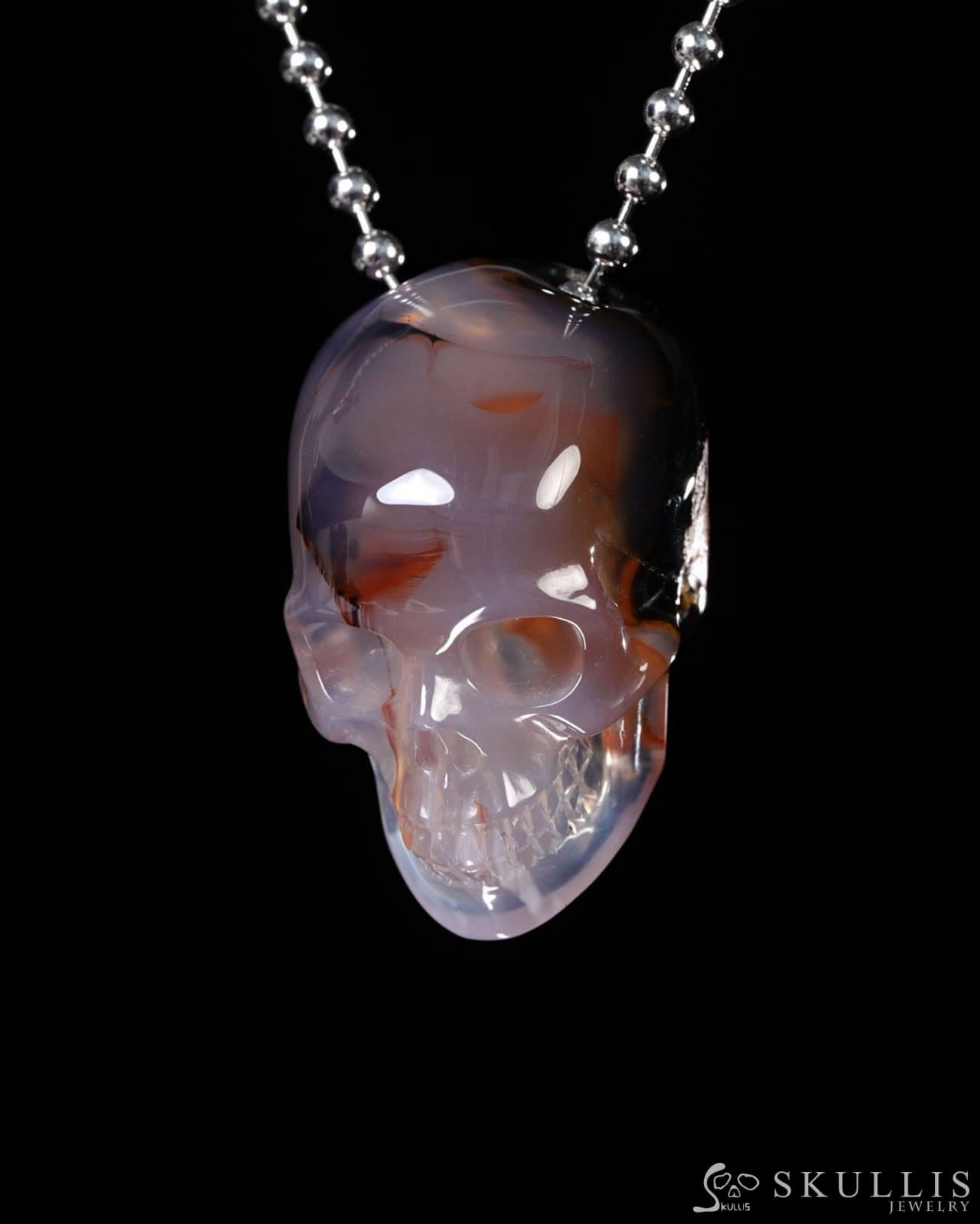 Hollow Essence - Gem Skull Pendant Necklace of Agate Carved Hollow Skull - Y9500450 - Skull Pendants