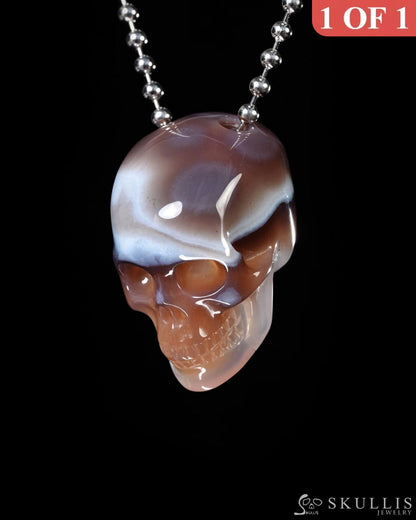 Hollow Essence - Gem Skull Pendant Necklace of Agate Carved Hollow Skull - Y9500454 - Skull Pendants