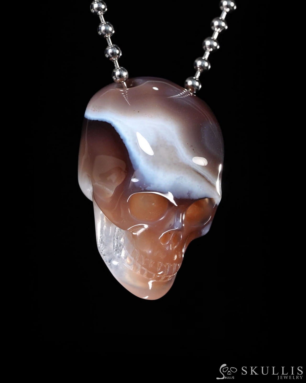 Hollow Essence - Gem Skull Pendant Necklace of Agate Carved Hollow Skull - Y9500454 - Skull Pendants
