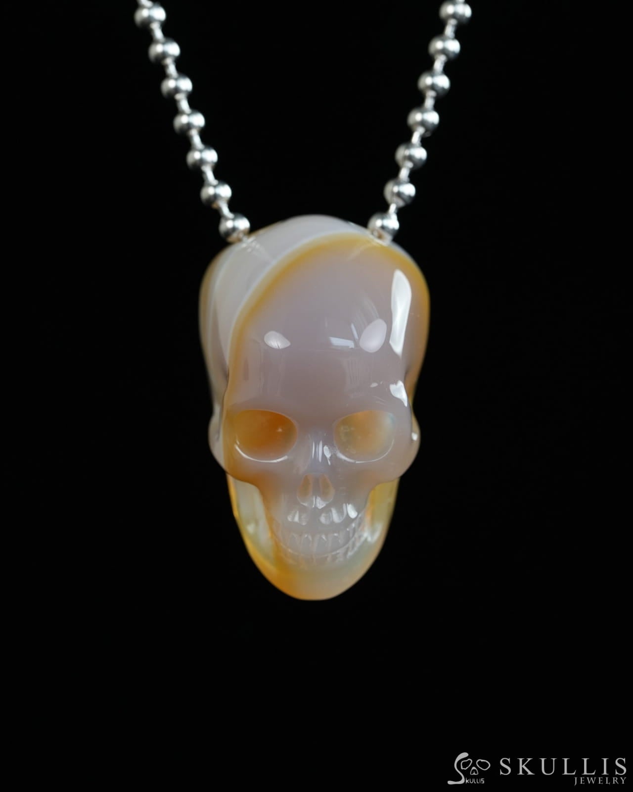 Hollow Essence - Gem Skull Pendant Necklace of Agate Carved Hollow Skull - Y9900317 - Skull Pendants