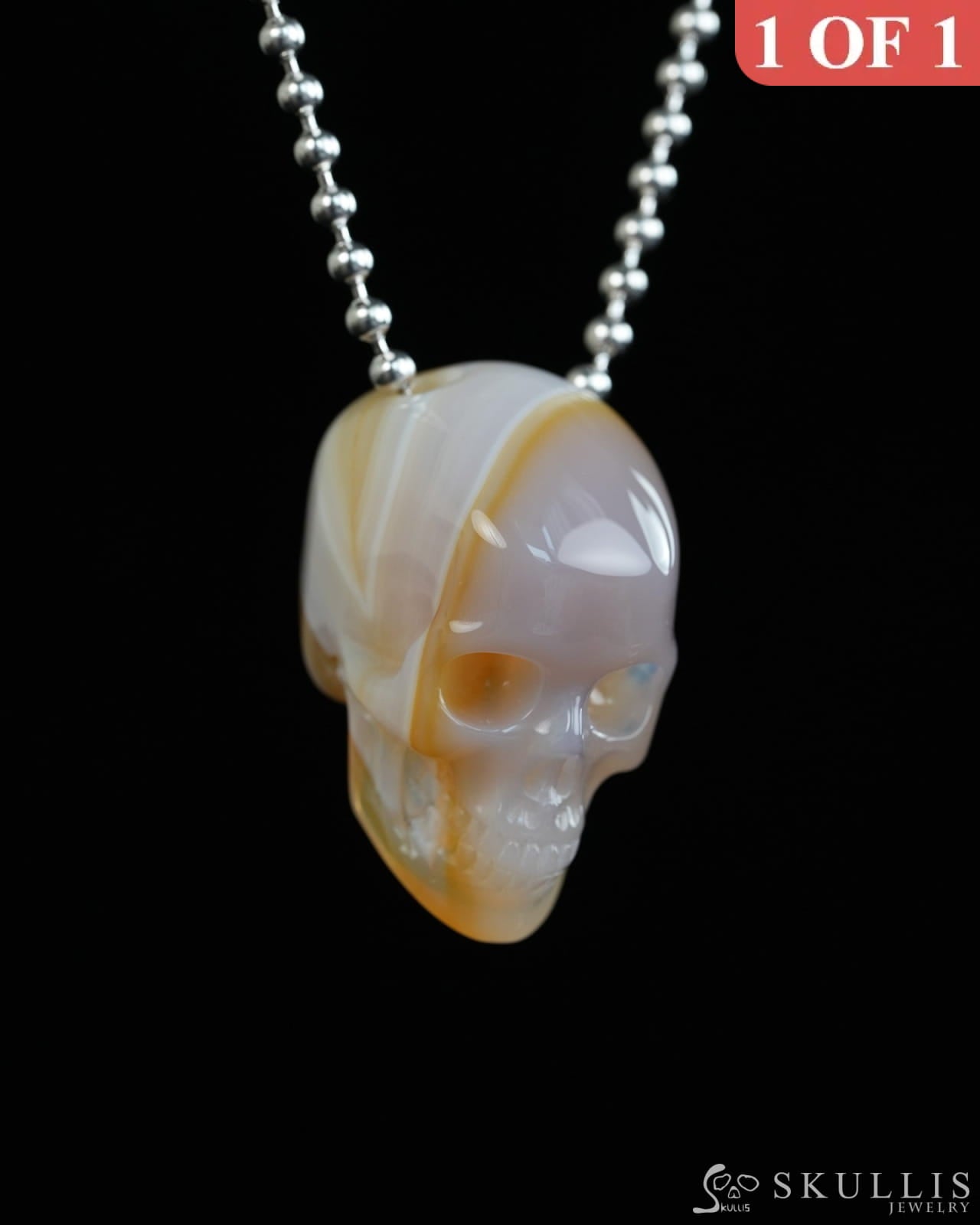 Hollow Essence - Gem Skull Pendant Necklace of Agate Carved Hollow Skull - Y9900317 - Skull Pendants