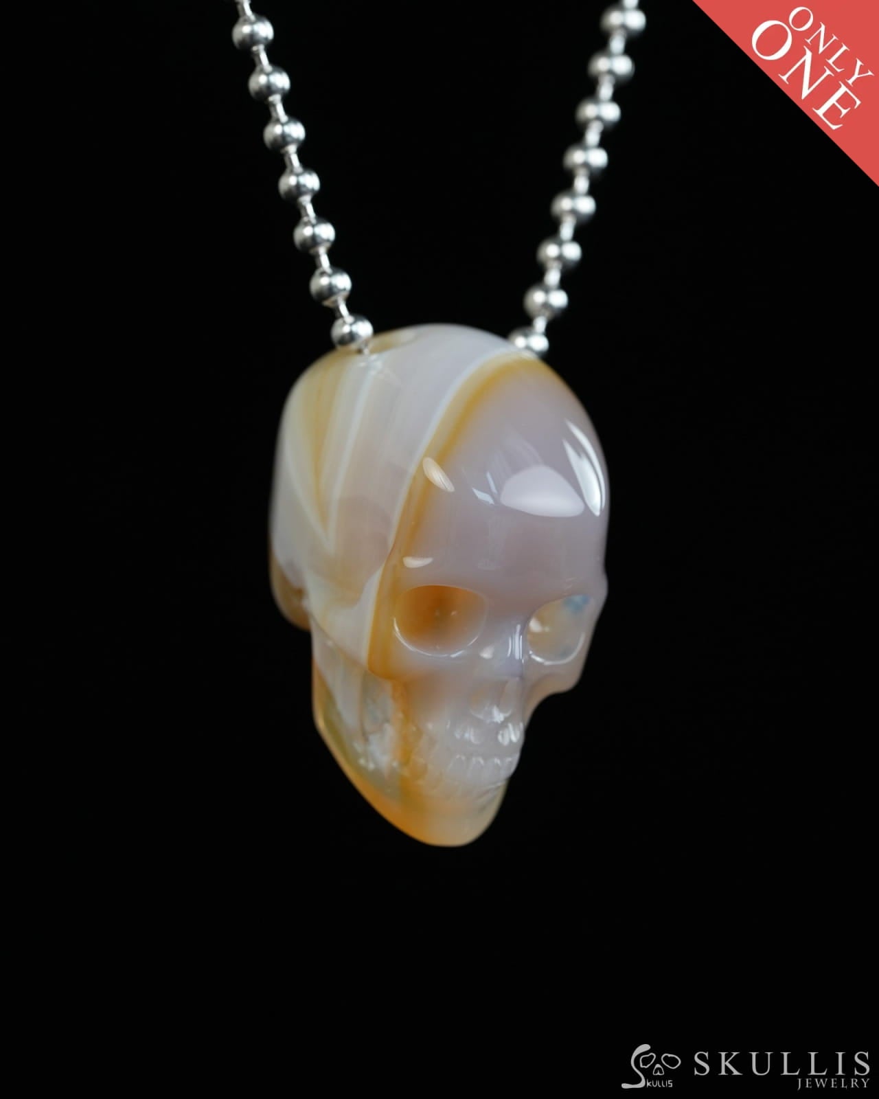 Hollow Essence - Gem Skull Pendant Necklace of Agate Carved Hollow Skull - Y9900317 - Skull Pendants