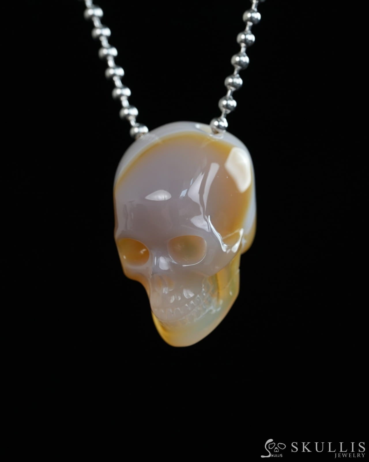 Hollow Essence - Gem Skull Pendant Necklace of Agate Carved Hollow Skull - Y9900317 - Skull Pendants
