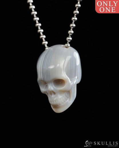 Hollow Essence - Gem Skull Pendant Necklace of Agate Carved Hollow Skull - Y9900318 - Skull Pendants