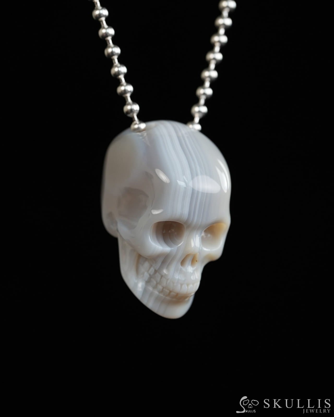 Hollow Essence - Gem Skull Pendant Necklace of Agate Carved Hollow Skull - Y9900318 - Skull Pendants