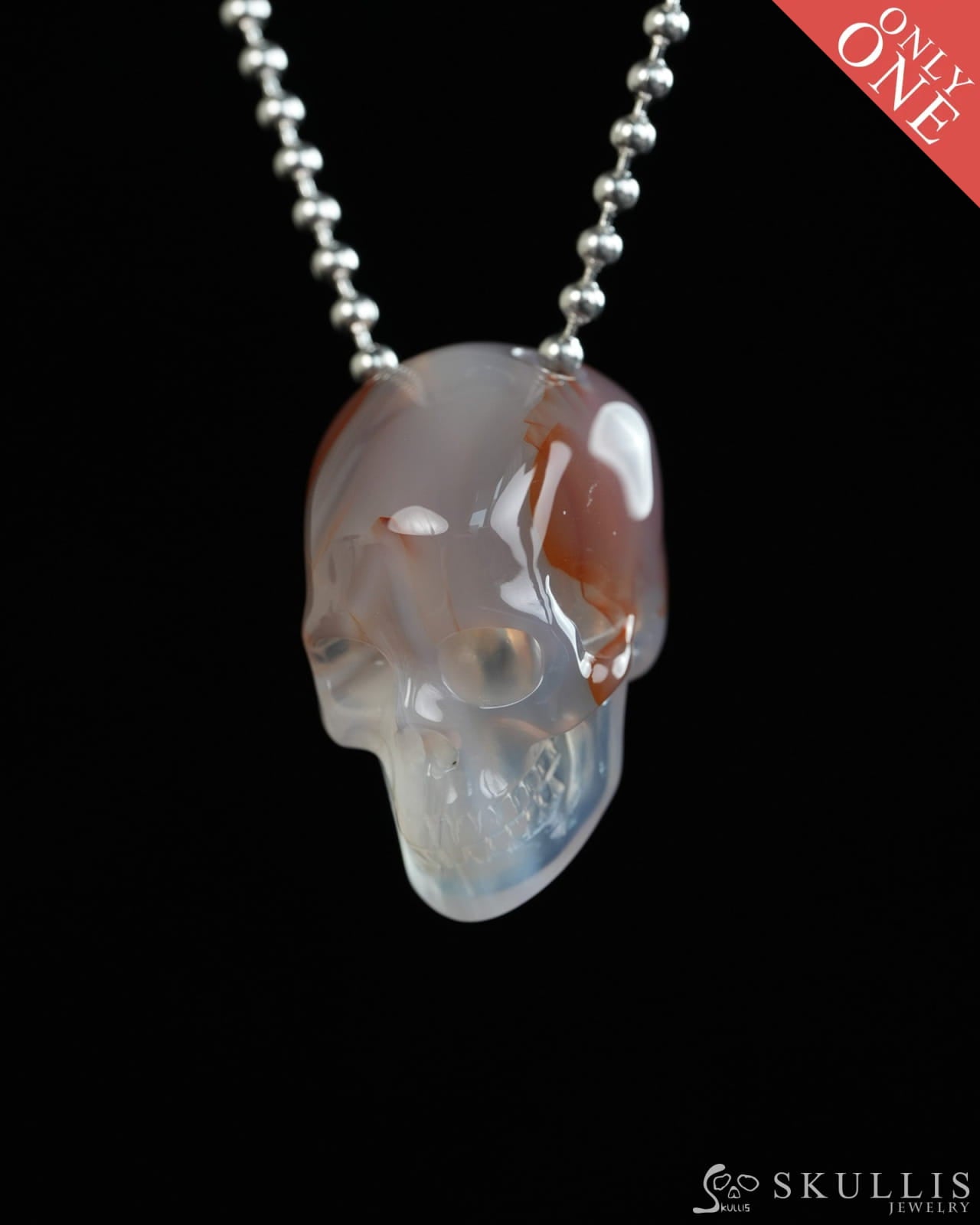 Hollow Essence - Gem Skull Pendant Necklace of Agate Carved Hollow Skull - Y9900320 - Skull Pendants