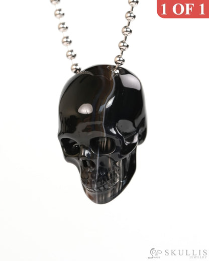 Hollow Essence - Gem Skull Pendant Necklace of Agate Carved Hollow Skull - Y9900324 - Skull Pendants
