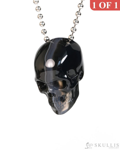Hollow Essence - Gem Skull Pendant Necklace of Agate Carved Hollow Skull - Y9900326 - Skull Pendants