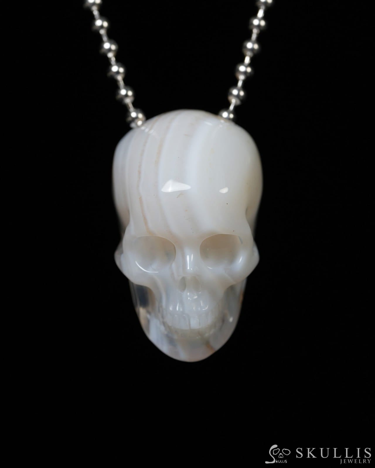 Hollow Essence - Gem Skull Pendant Necklace of Agate Carved Hollow Skull - Y9900341 - Skull Pendants