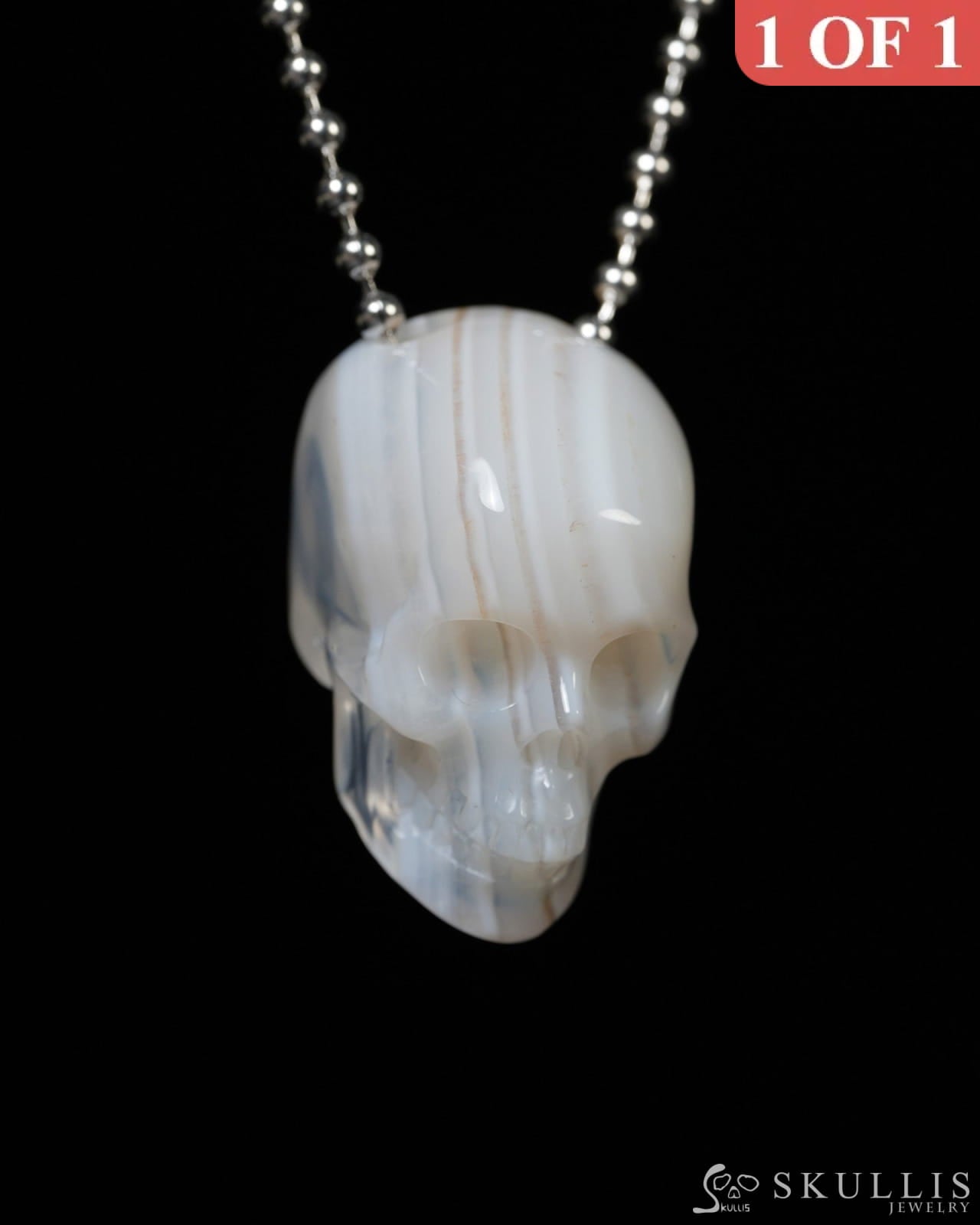 Hollow Essence - Gem Skull Pendant Necklace of Agate Carved Hollow Skull - Y9900341 - Skull Pendants