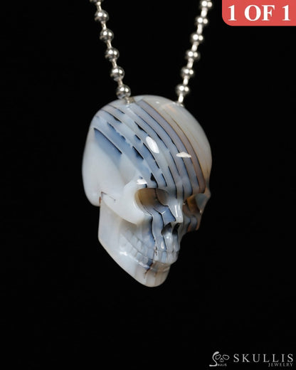 Hollow Essence - Gem Skull Pendant Necklace of Agate Carved Hollow Skull - Y9900342 - Skull Pendants