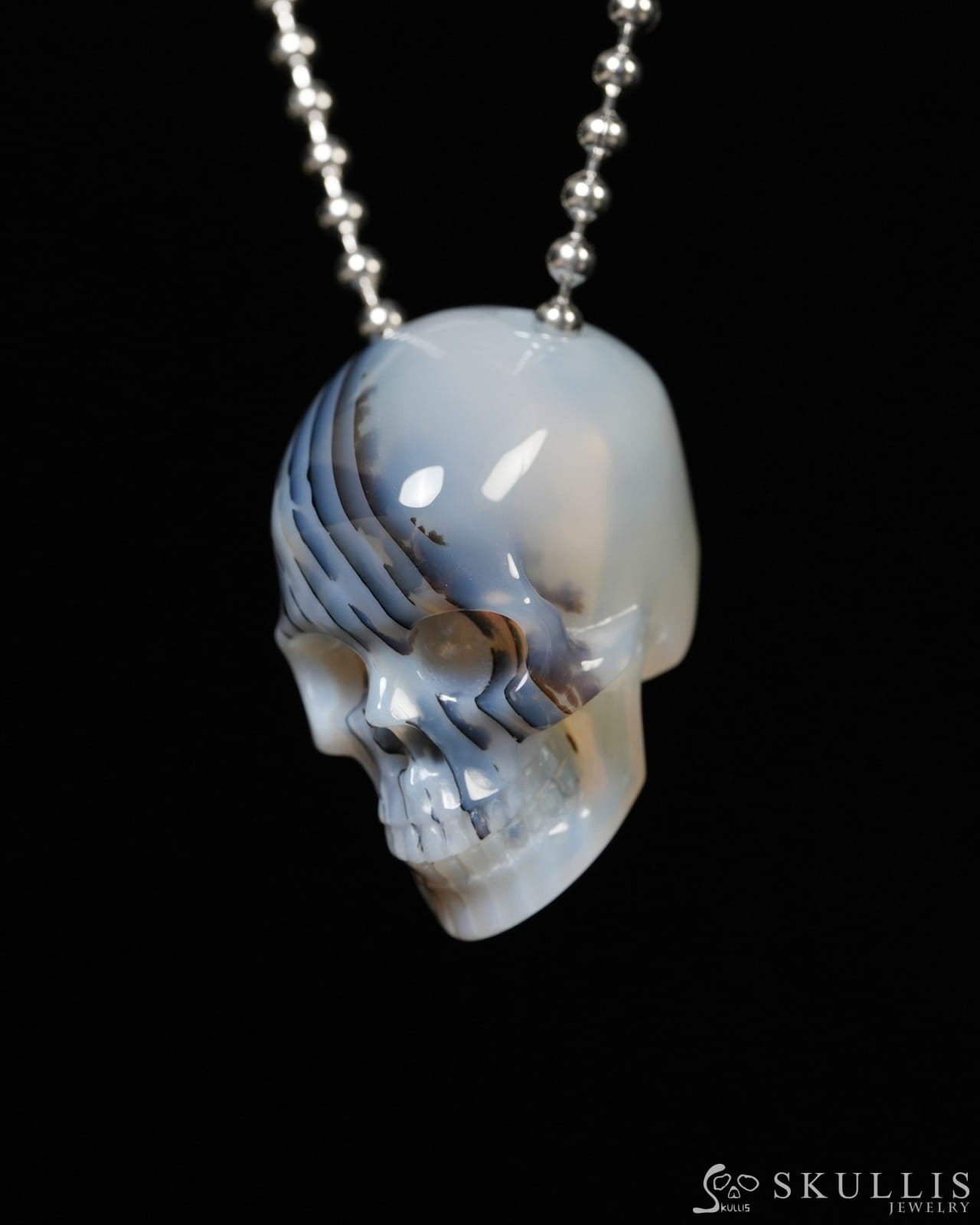 Hollow Essence - Gem Skull Pendant Necklace of Agate Carved Hollow Skull - Y9900342 - Skull Pendants