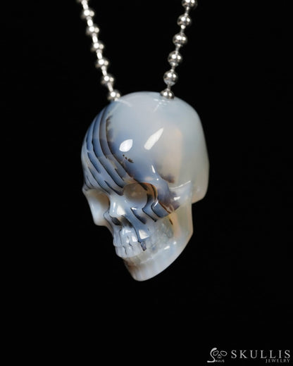Hollow Essence - Gem Skull Pendant Necklace of Agate Carved Hollow Skull - Y9900342 - Skull Pendants
