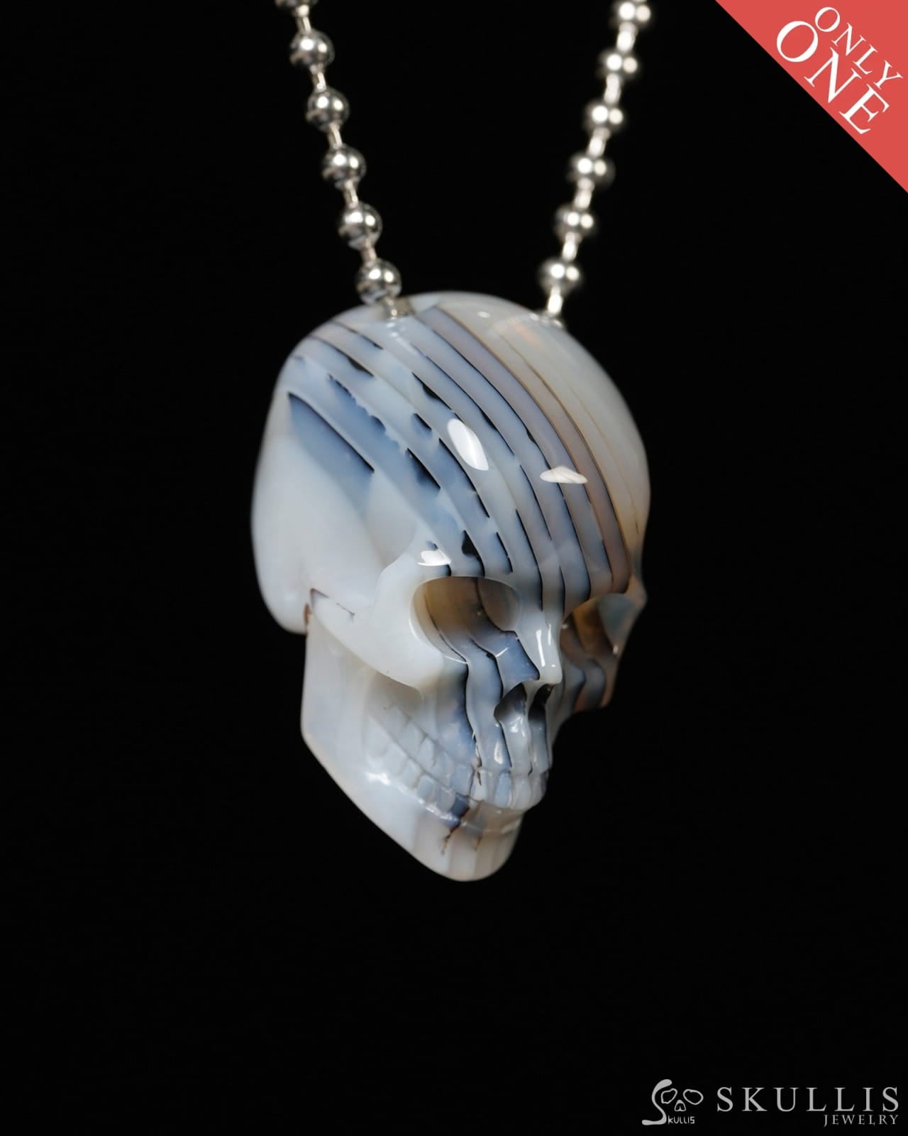 Hollow Essence - Gem Skull Pendant Necklace of Agate Carved Hollow Skull - Y9900342 - Skull Pendants