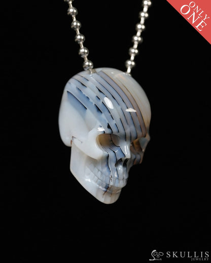 Hollow Essence - Gem Skull Pendant Necklace of Agate Carved Hollow Skull - Y9900342 - Skull Pendants