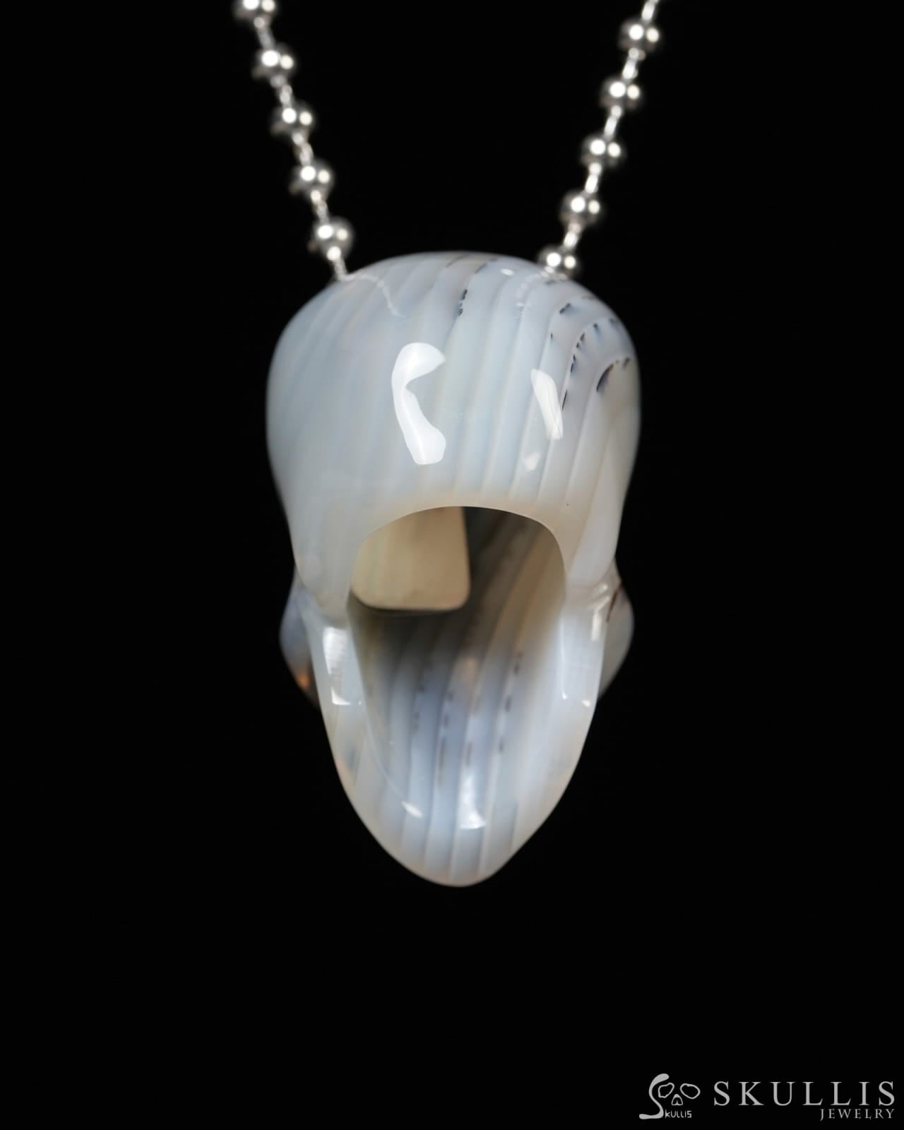 Hollow Essence - Gem Skull Pendant Necklace of Agate Carved Hollow Skull - Y9900342 - Skull Pendants
