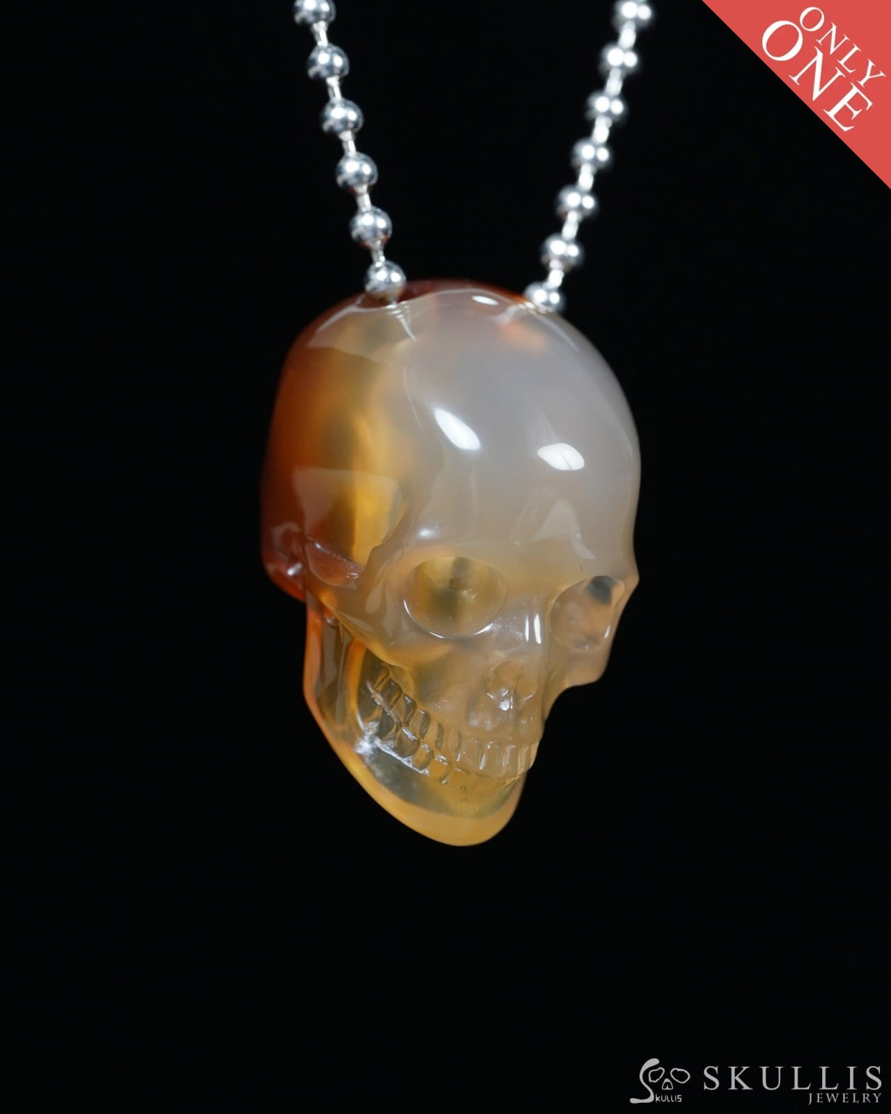 Hollow Essence - Gem Skull Pendant Necklace of Agate Carved Hollow Skull - Y9900343 - Skull Pendants