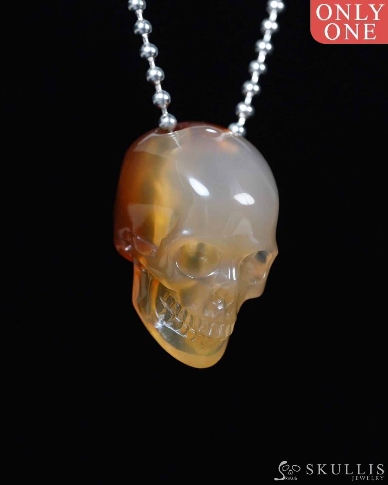 Hollow Essence - Gem Skull Pendant Necklace of Agate Carved Hollow Skull - Y9900343 - Skull Pendants
