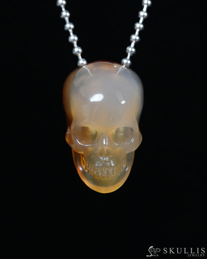 Hollow Essence - Gem Skull Pendant Necklace of Agate Carved Hollow Skull - Y9900343 - Skull Pendants