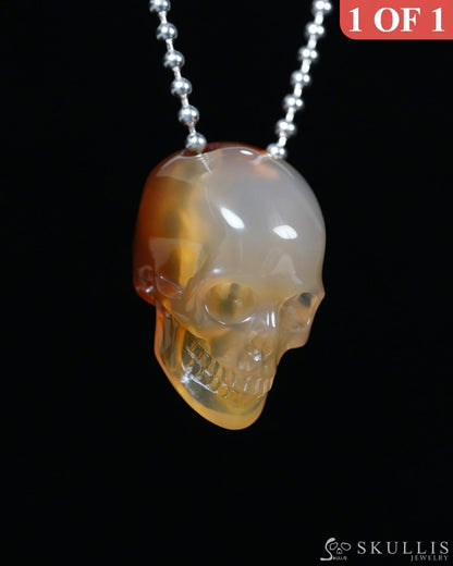 Hollow Essence - Gem Skull Pendant Necklace of Agate Carved Hollow Skull - Y9900343 - Skull Pendants