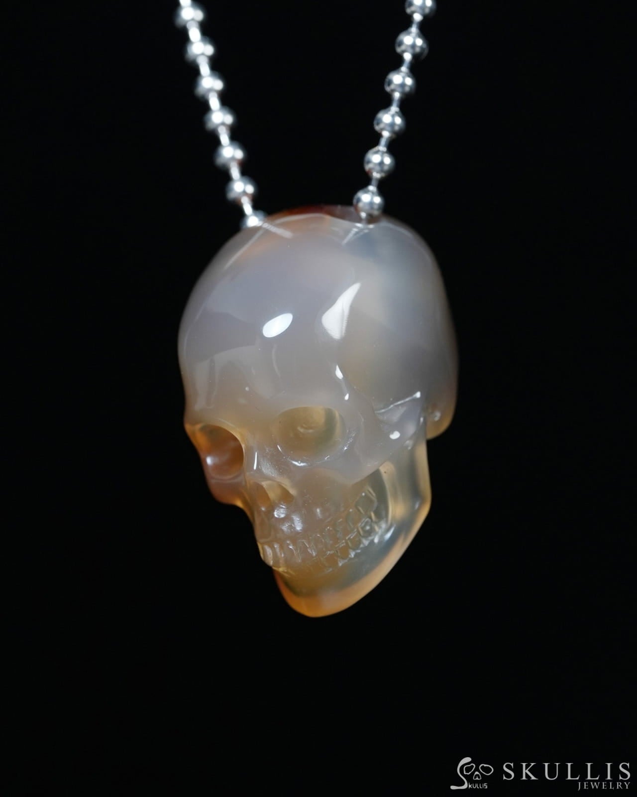 Hollow Essence - Gem Skull Pendant Necklace of Agate Carved Hollow Skull - Y9900343 - Skull Pendants