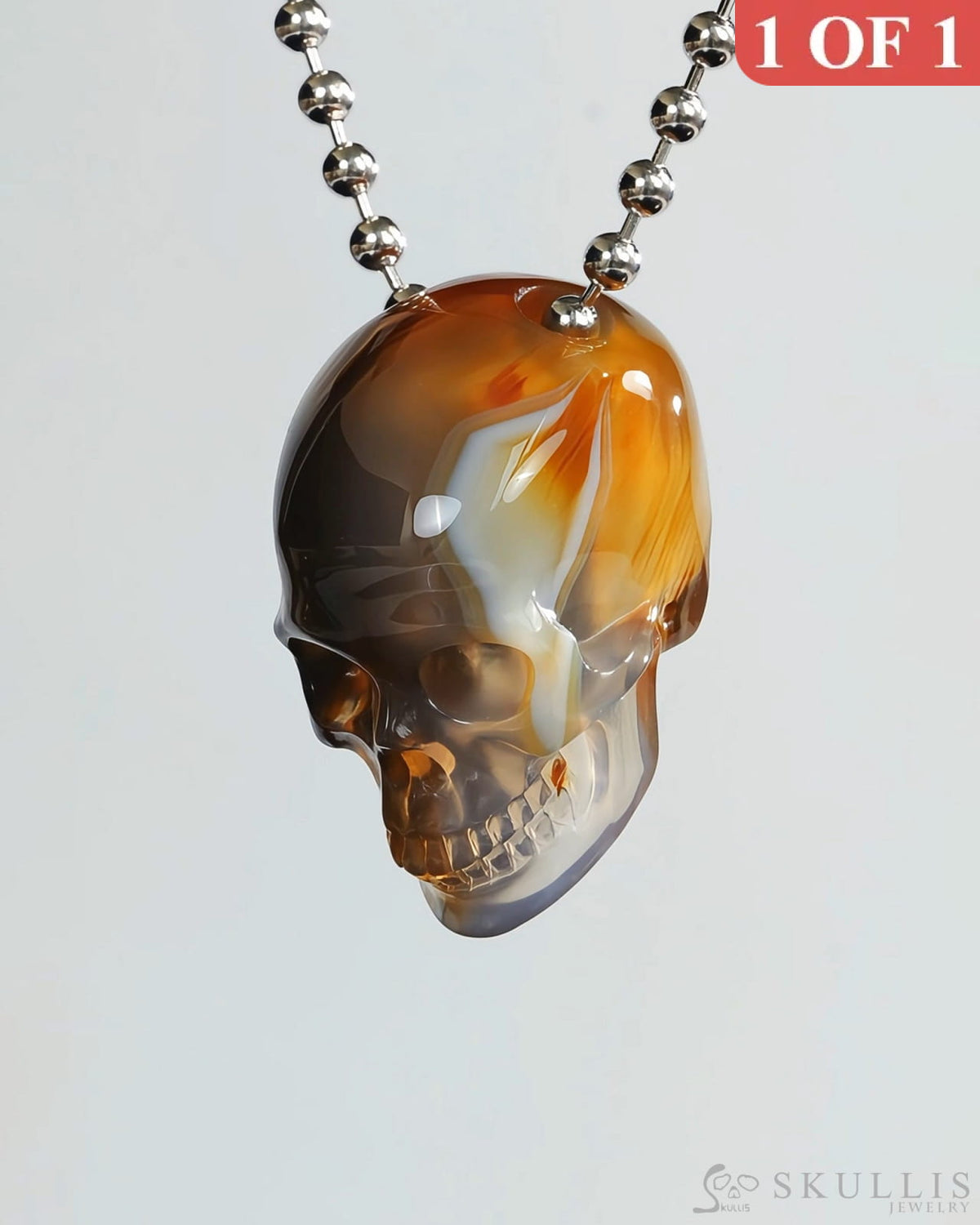 Gem Skull Pendant Necklace of Agate Carved Hollow Skull - 9500336 Skull Pendants