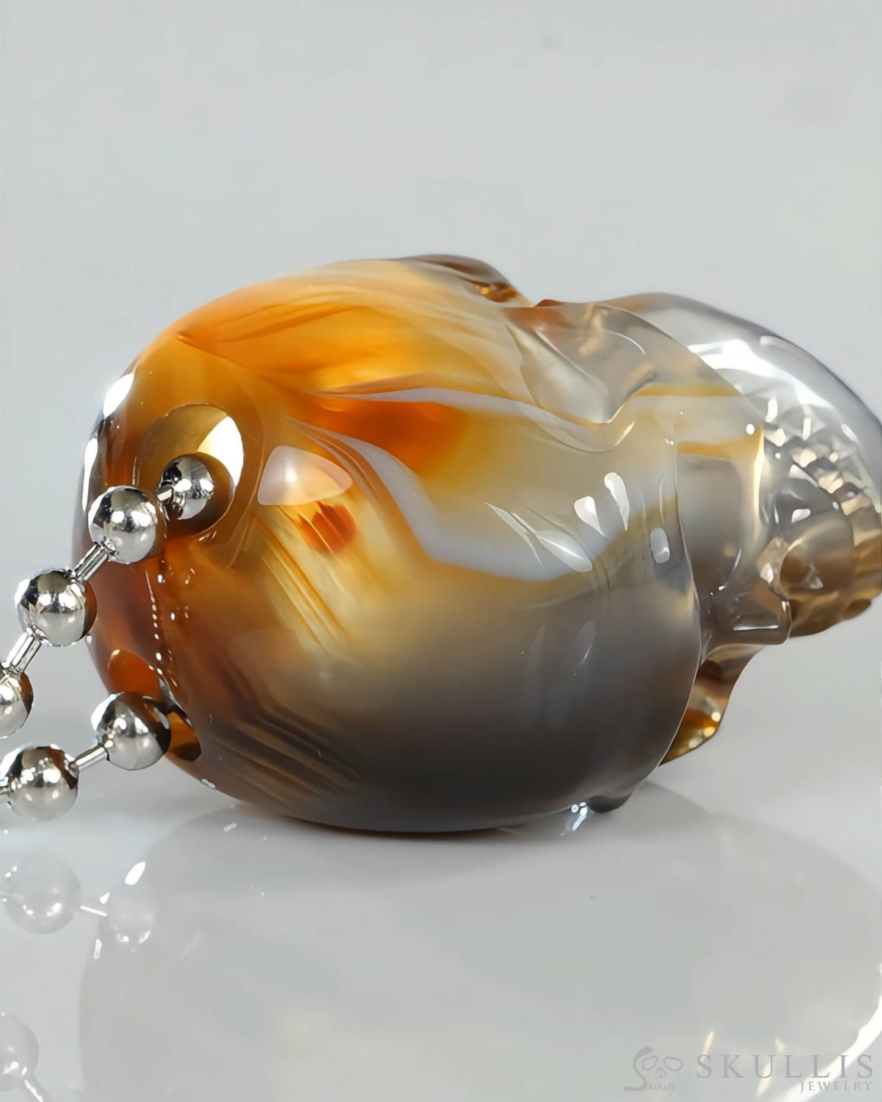 Gem Skull Pendant Necklace of Agate Carved Hollow Skull - 9500336 Skull Pendants