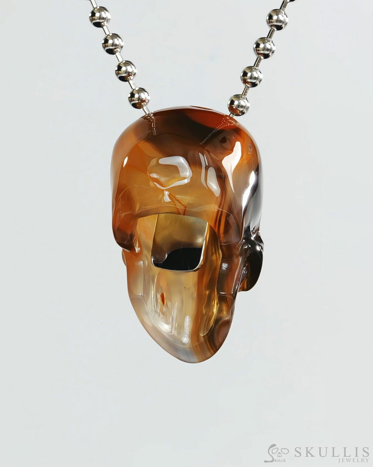 Gem Skull Pendant Necklace of Agate Carved Hollow Skull - 9500336 Skull Pendants