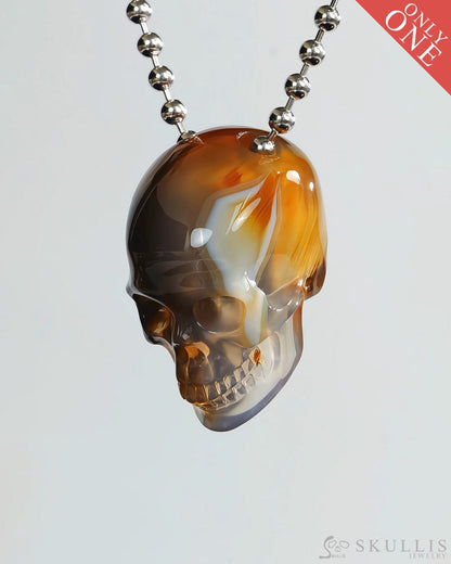 Gem Skull Pendant Necklace of Agate Carved Hollow Skull - 9500336 Skull Pendants